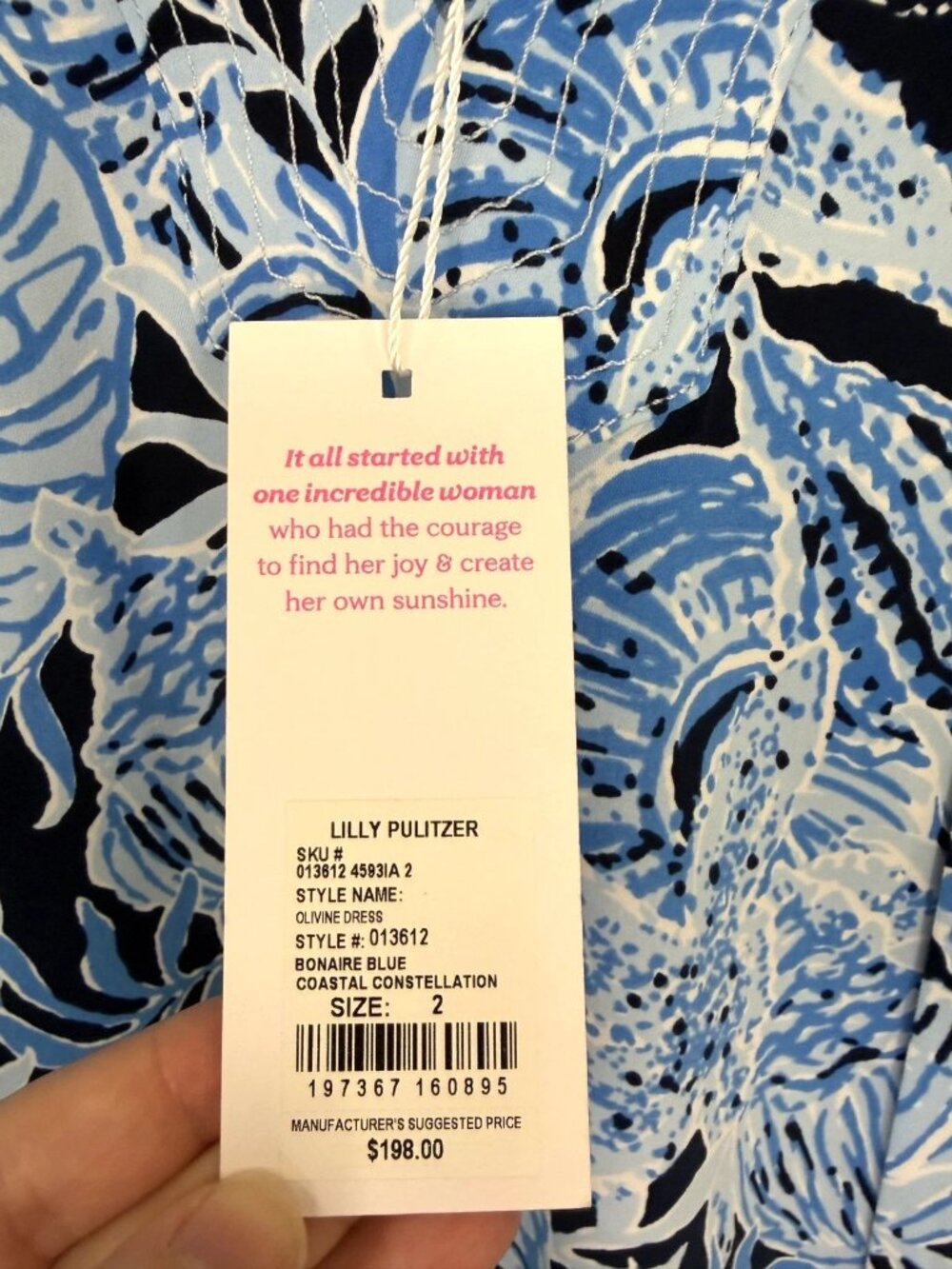 NWT Lilly Pulitzer Olivine Dress Sz 2 Bonaire Blue Coastal Constellation Belted - Picture 13 of 15